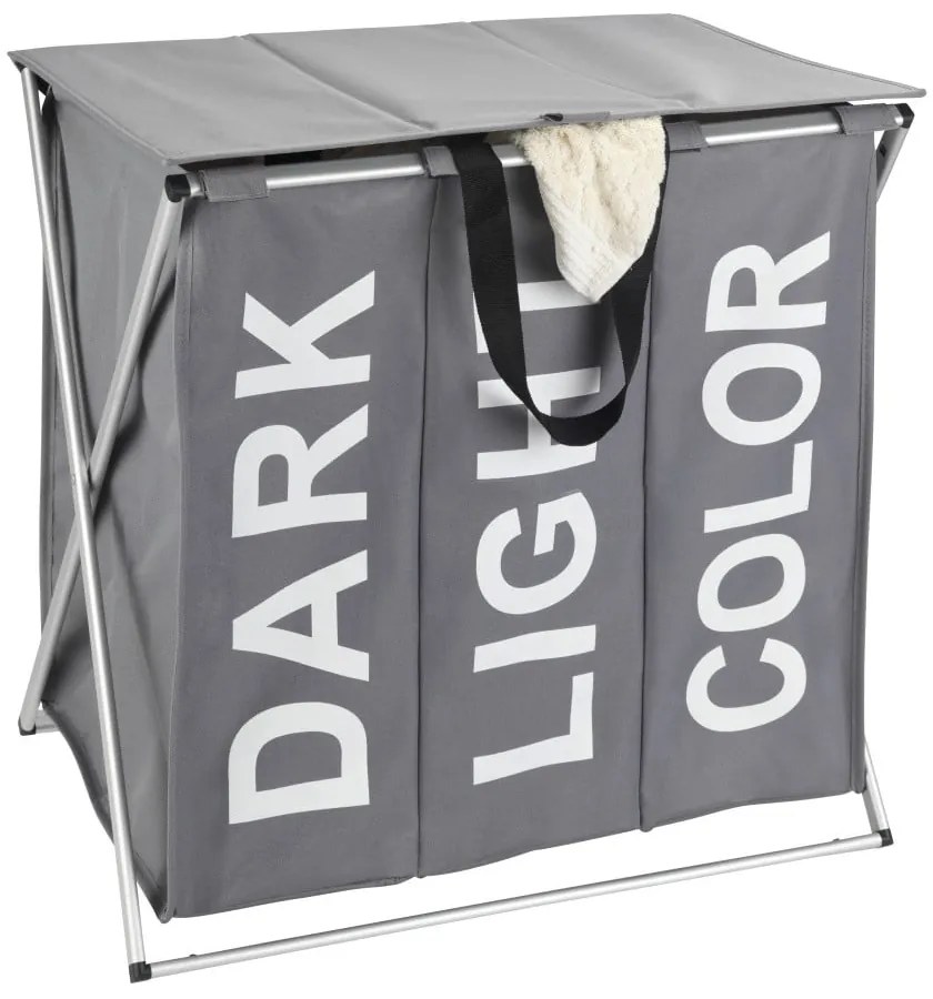 Trio 3 rekeszes szürke szennyestartó, 118 l - Wenko