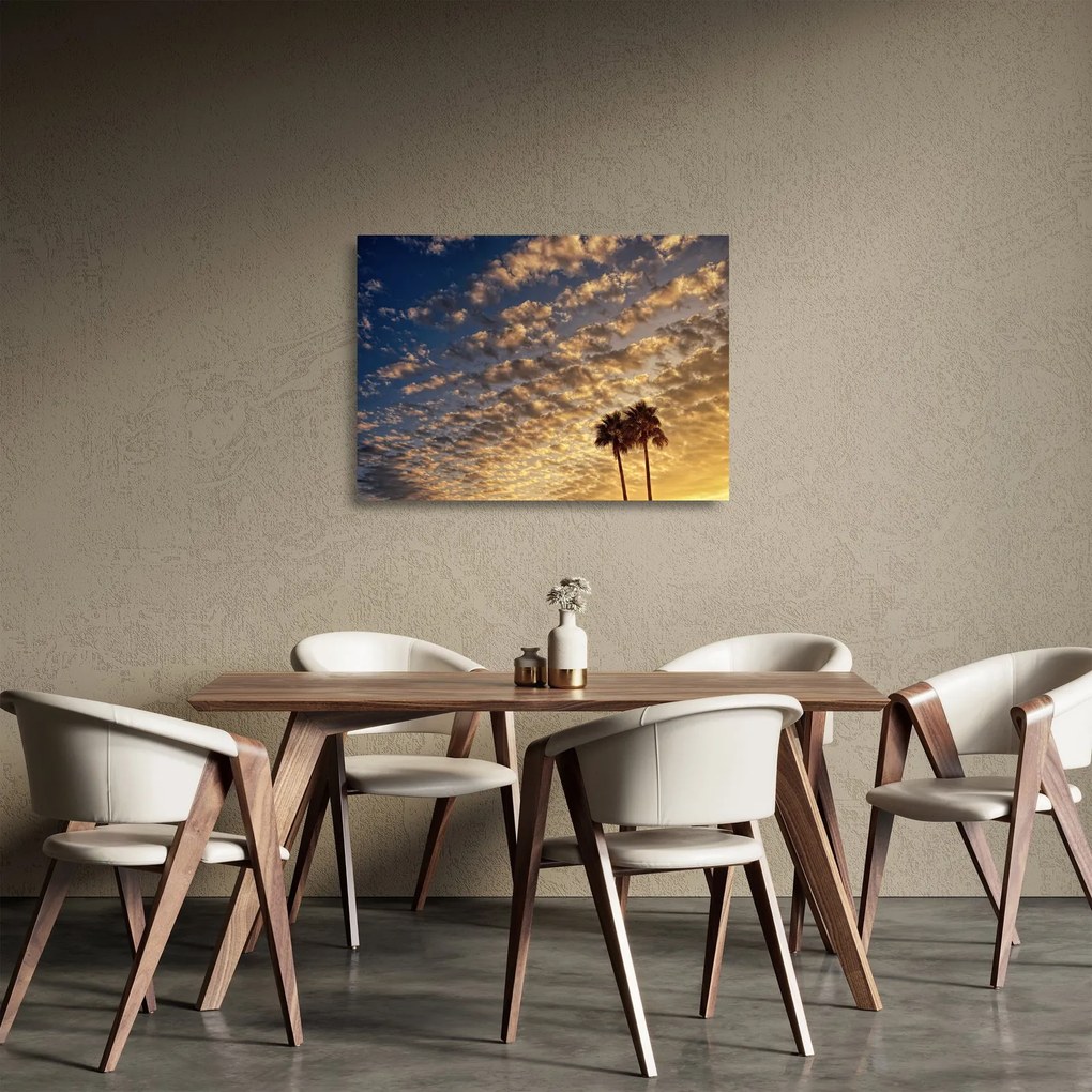 Kép - Pálmafák a felhők között (üvegen) (70x50 cm)