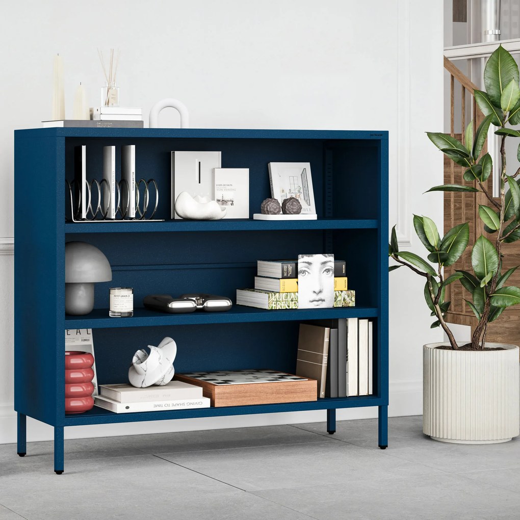 Alacsony polcos szekrény LUCA , 1000 x 900 x 350 mm, Modern: sötétkék