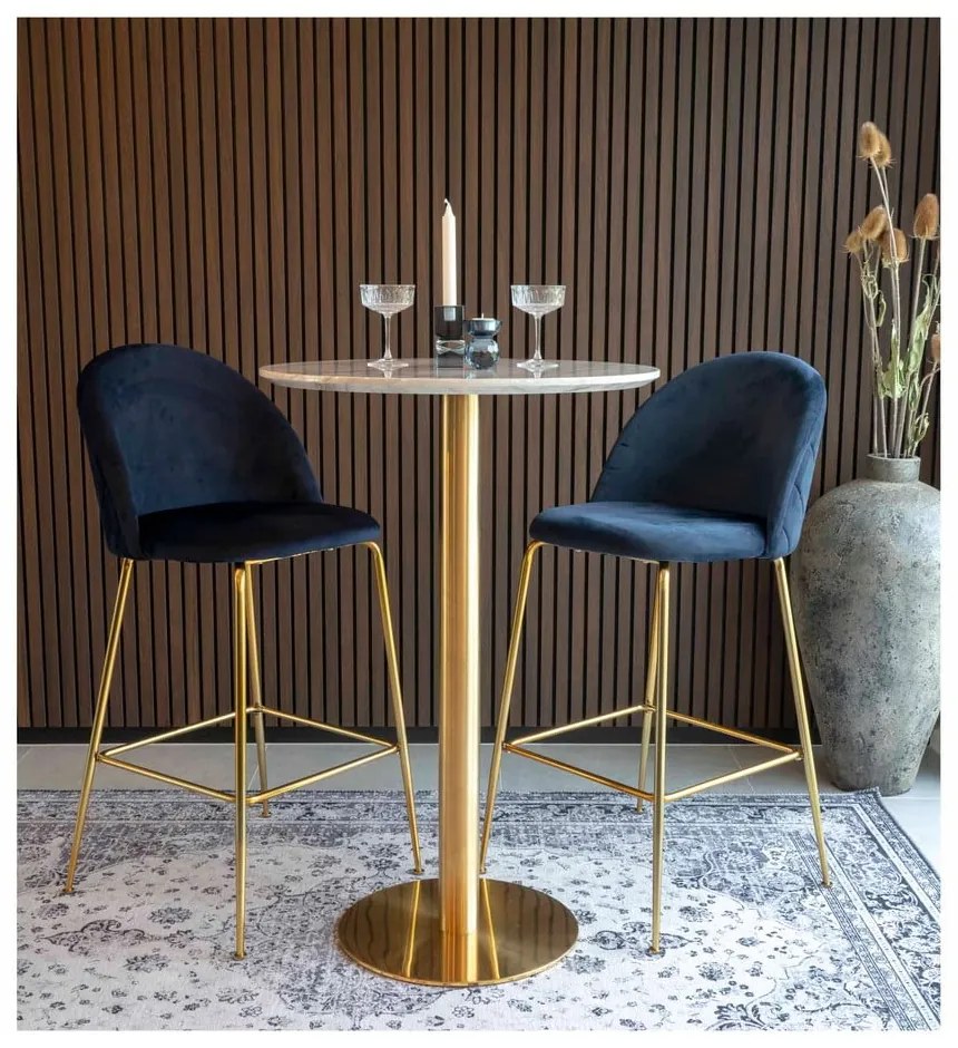 Kerek bárasztal márvány dekoros asztallappal ø 70 cm Bolzano – House Nordic