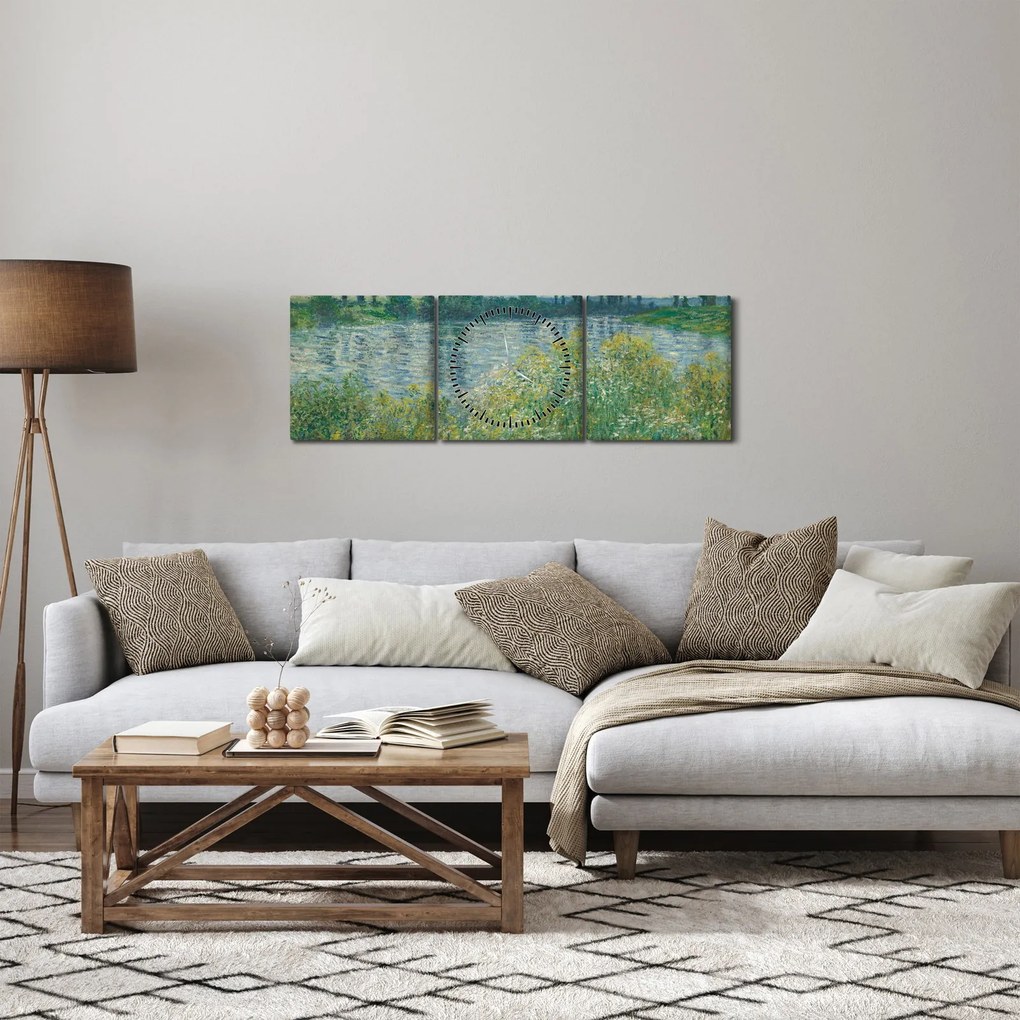 Kép - Claude Monet, Banks of the Seine, reprodukciók (órával) (90x30 cm)