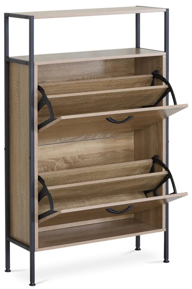 Dulap pentru pantofi, 2 compartimente, decor stejar, MDF