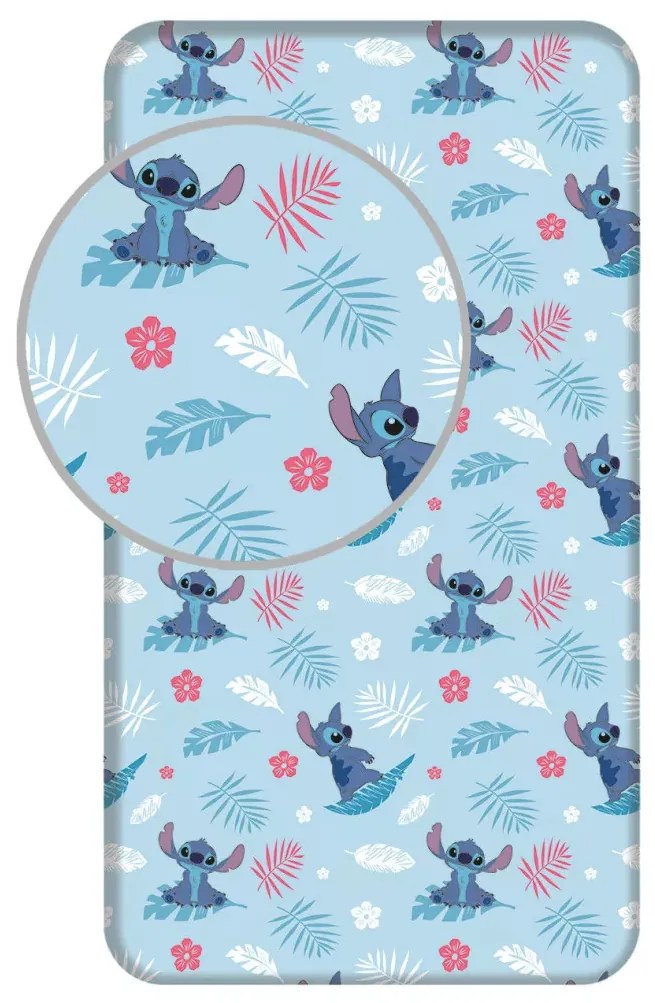 Disney Lilo és Stitch, A csillagkutya Blue gumis lepedő 90x200 cm