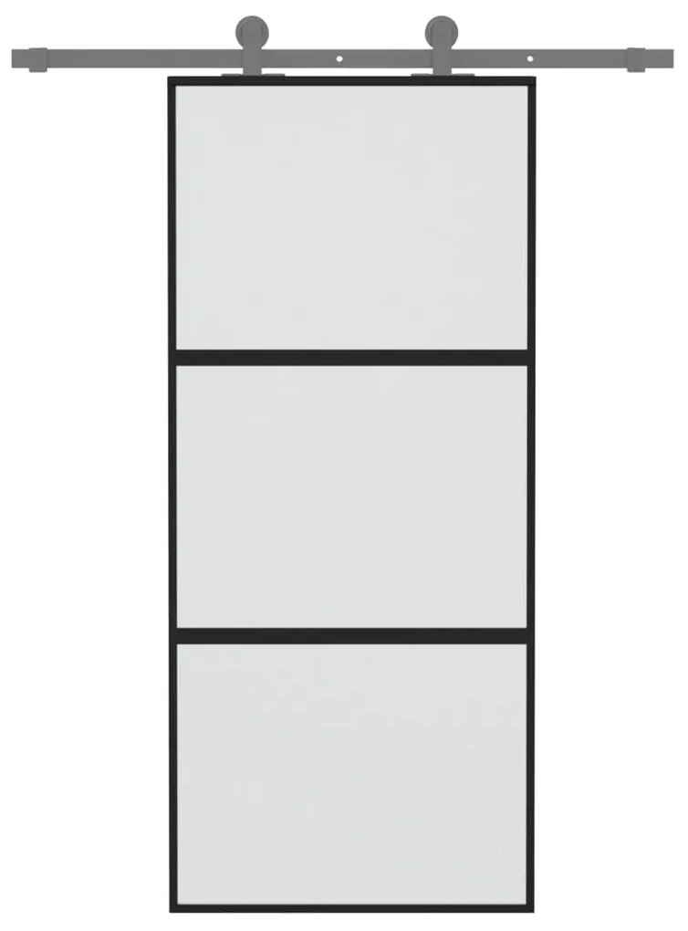 Fekete edzett üveg és alumínium tolóajtó 90 x 205 cm