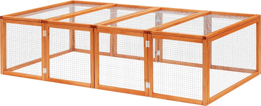 PawHut Kisebb Állatok Ketrece, Kisebb Állatkerítés, Kültéri Játéktér, Kisebb Állatok Ketrece Ajtóval, Tengerimalac Ketrec, Fából készült Állatház, Ter