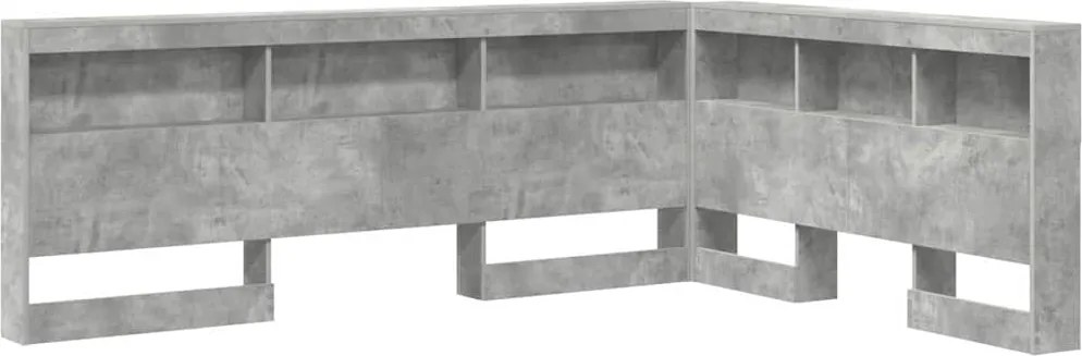 vidaXL Tároló fejtámla polcokkal tárolóval Beton Szürke 135 cm Faanyag