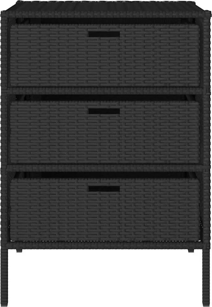 vidaXL fekete polyrattan kerti tárolószekrény 55 x 59 x 80 cm