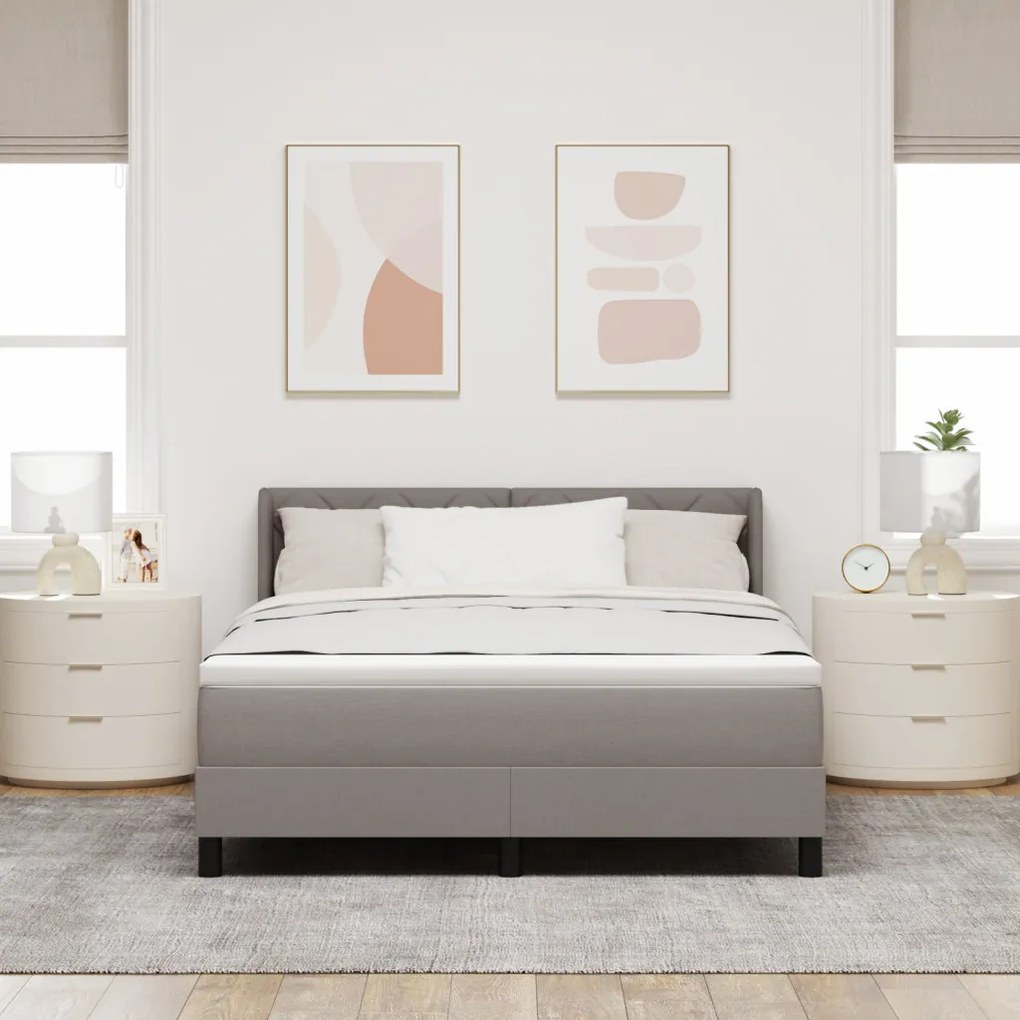 Boxspring Ágy Matrac Közepes Szürke - 160 x 200 cm Szövet