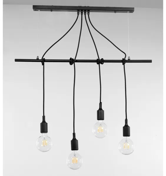 ONLI - Csillár zsinóron WIRE 4xE27/15W/230V fekete
