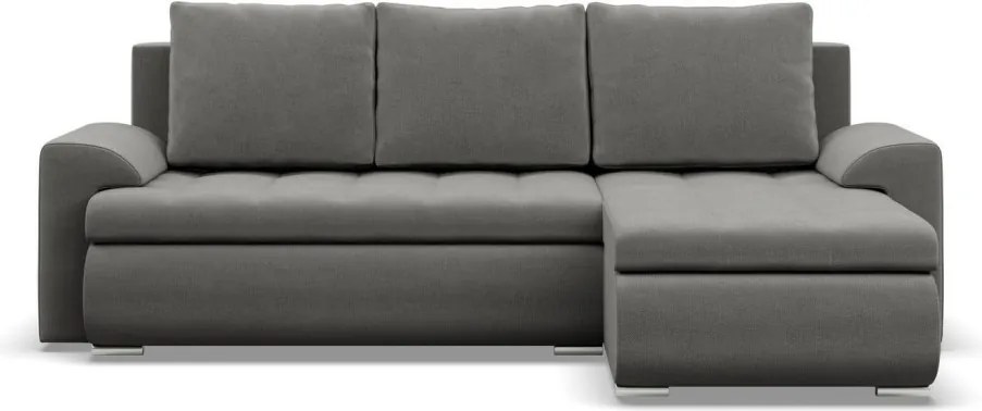 Tokio sarokkanapé, 2 ágyneműtartóval, bársony, jobboldali, világosszürke