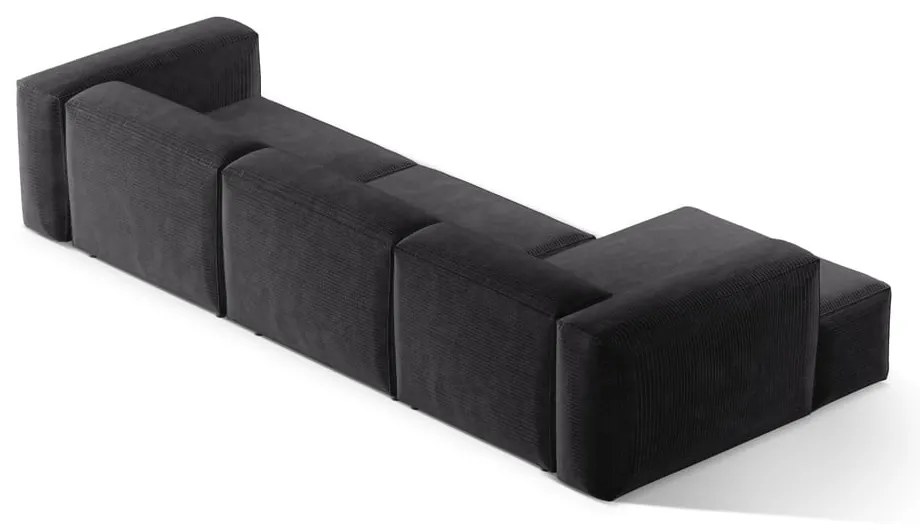 Sötétszürke kordbársony sarokkanapé (bal oldali-heverő résszel) Bergano – Cosmopolitan Design