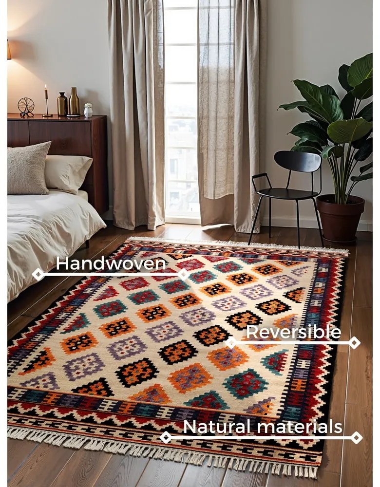 Piros kétoldalas kézi szövésű gyapjú szőnyeg 200x290 cm Kamal Kian – Nouristan