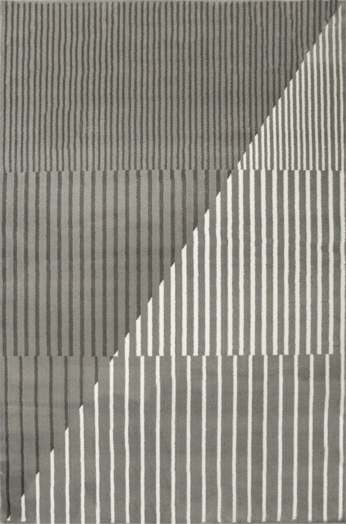 Modern Puha Szőnyeg Szürke Krém Csíkos, Mint A Victoria Lamellák 200x290 cm