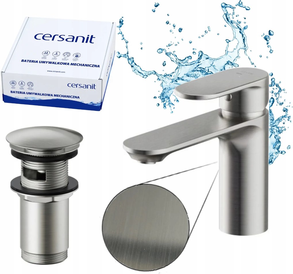 Cersanit Crea Mosdó csaptelep Klik-Klak Csiszolt nikkel