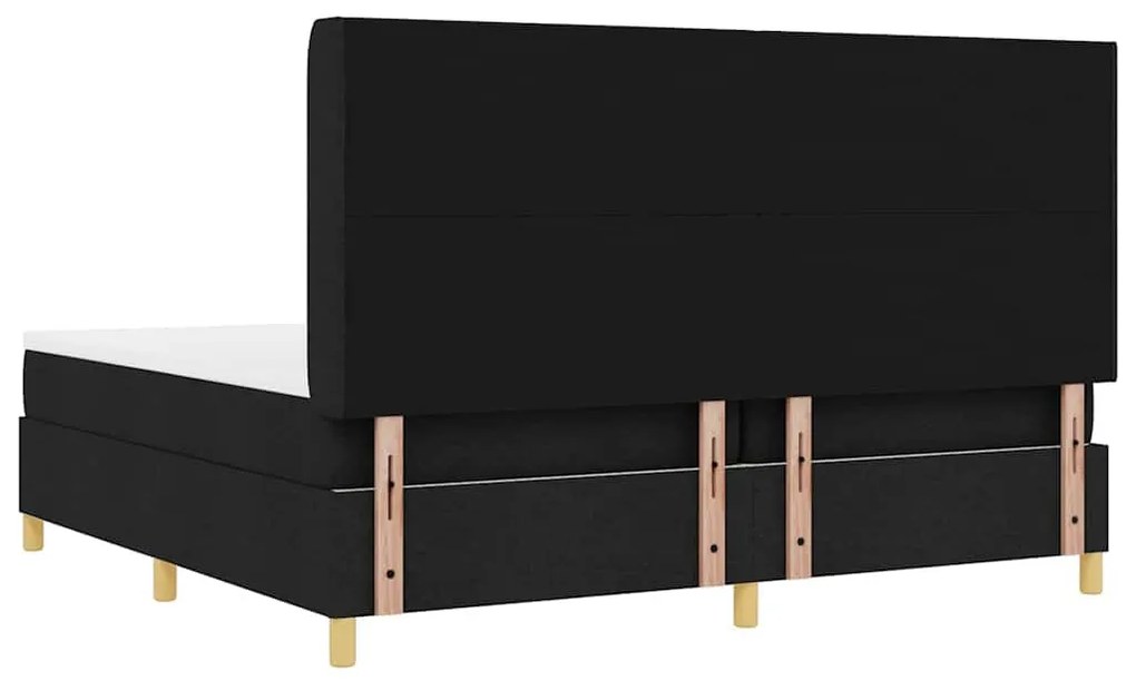 Box Spring ágy matracmal fejtámlával Fekete 200 x 200 cm szövet