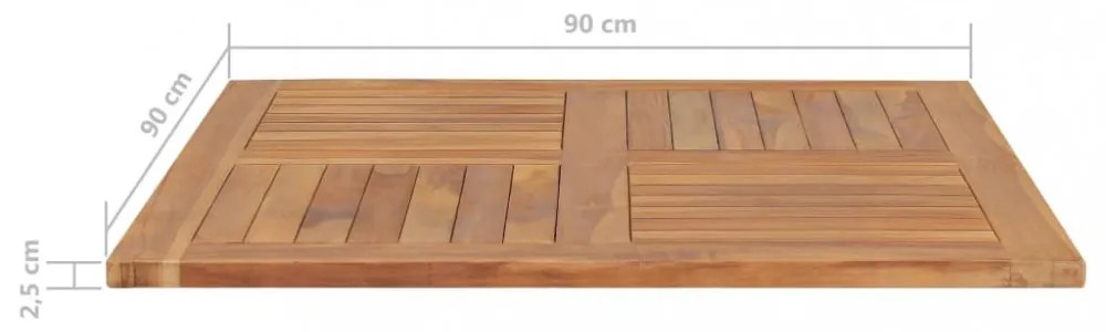 tömör tíkfa asztallap 90 x 90 x 2,5 cm