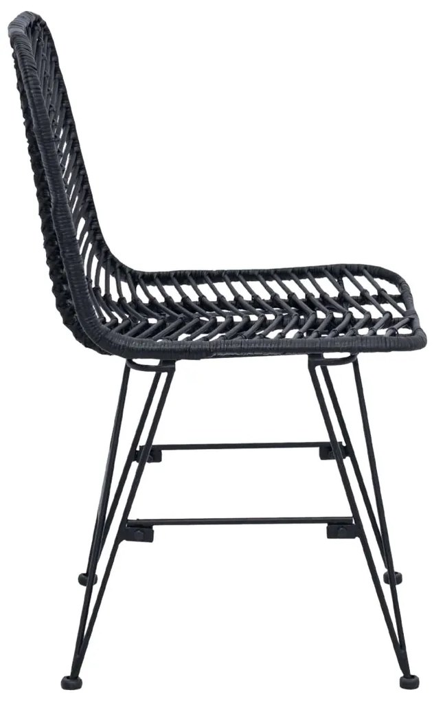 Étkezőszék 2 pcs Fekete 44.5 x 55 x 85 cm Rattan és Vas