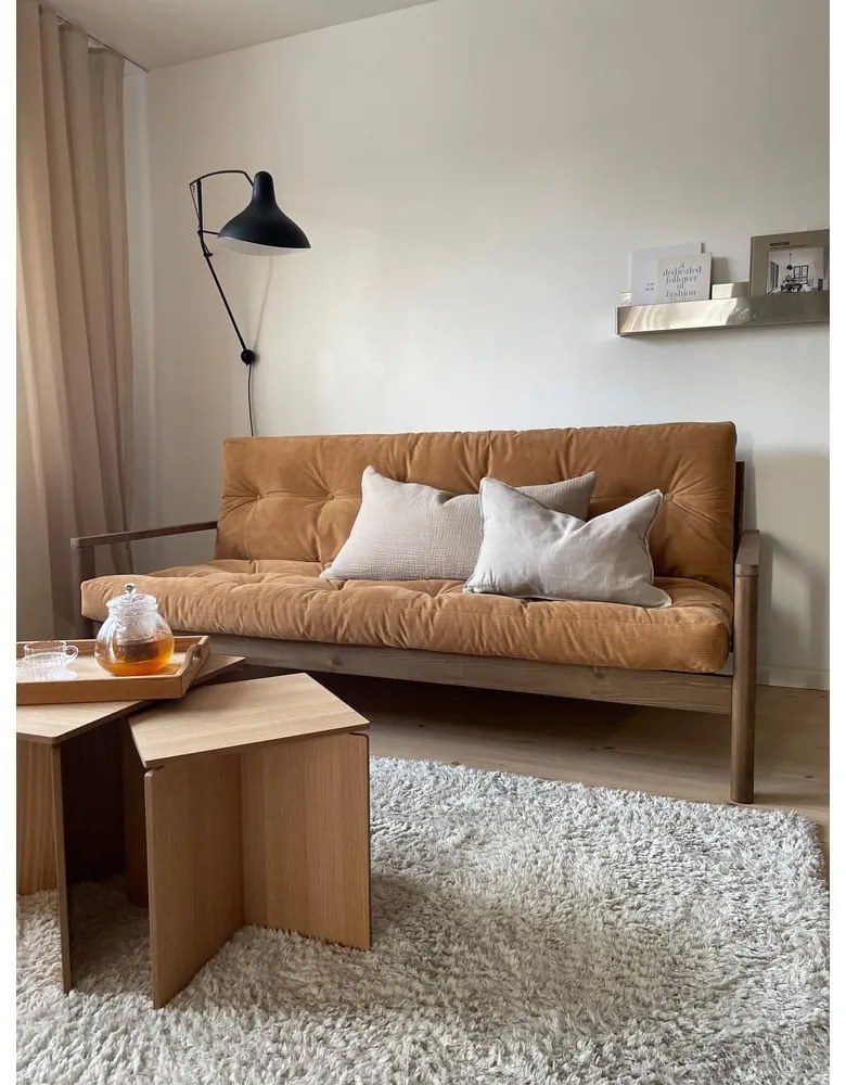 Bézs len kinyitható kanapé 205 cm Knob – Karup Design