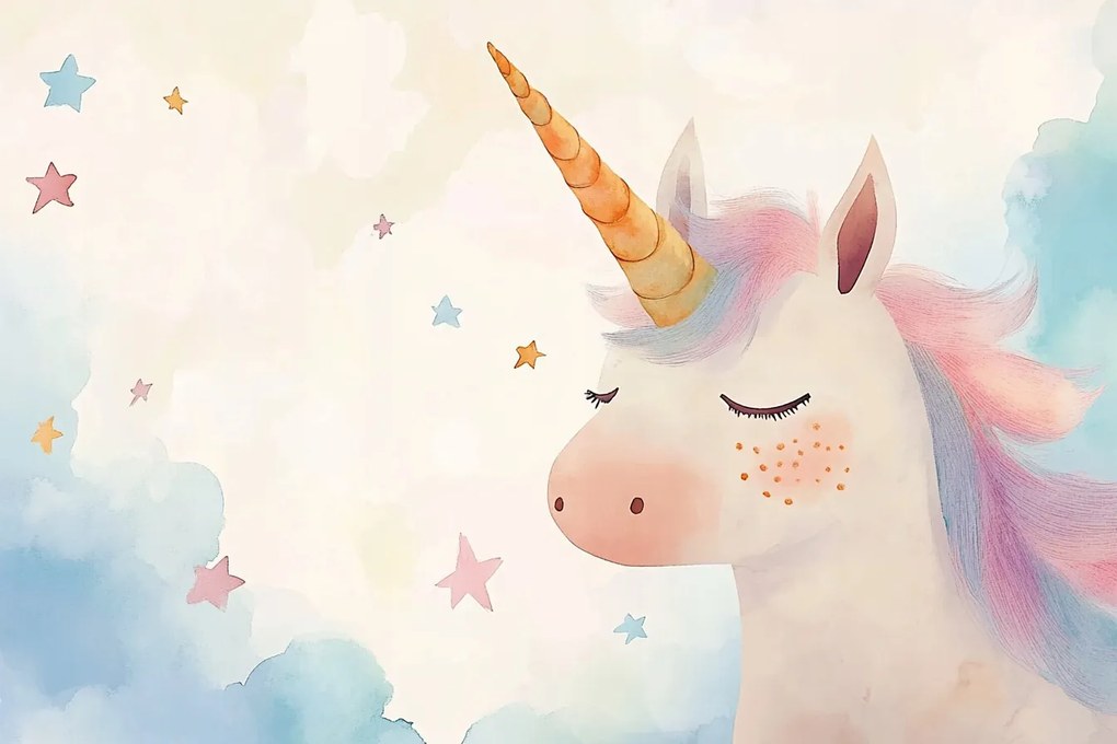 Fotótapéta Flizelina Gyerekek Unikornis Felhők Csillagok Mese 208x146 ragasztó