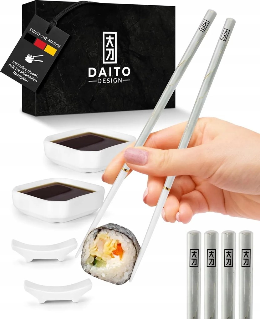 Sushi pálcikák Daito Design márvány fehér ajándék szett 2db 2 személyes