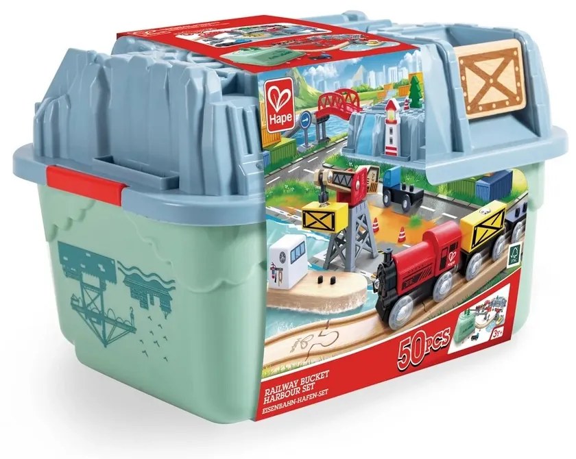 Hape Vonatpálya szett dobozban - Kikötő