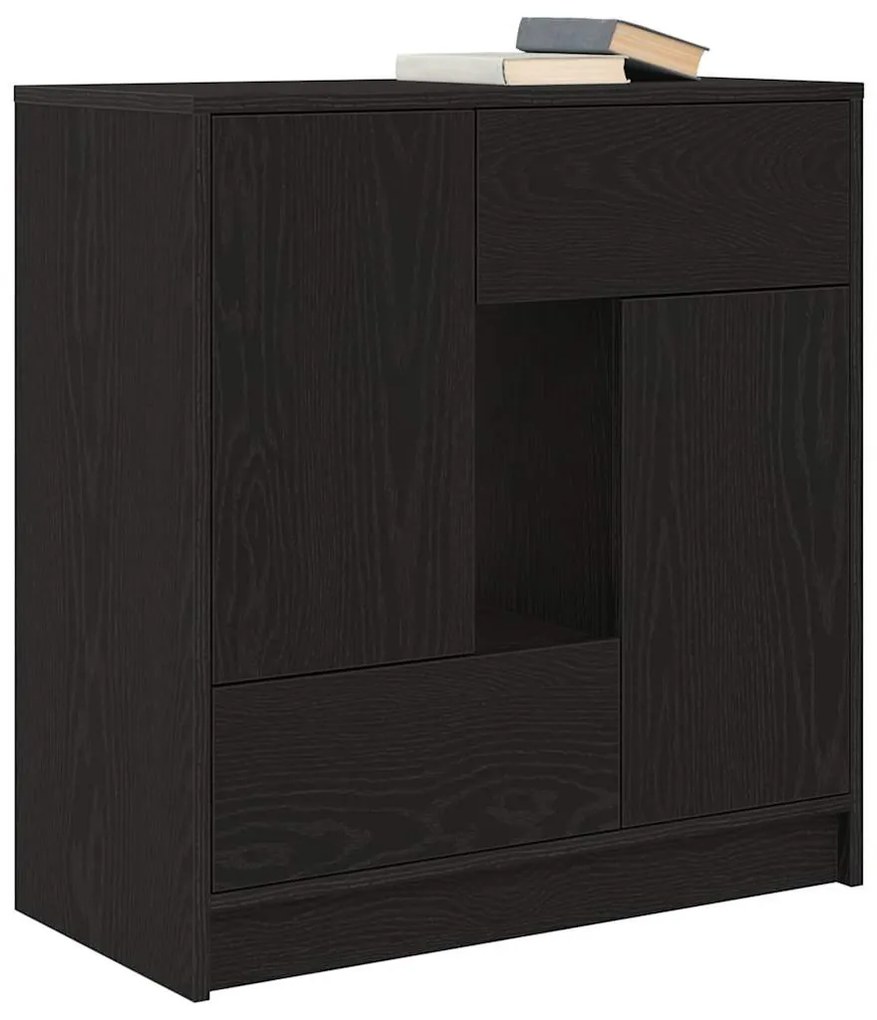 fekete tölgy komód fiókokkal és ajtókkal 70,5x34x74,5 cm