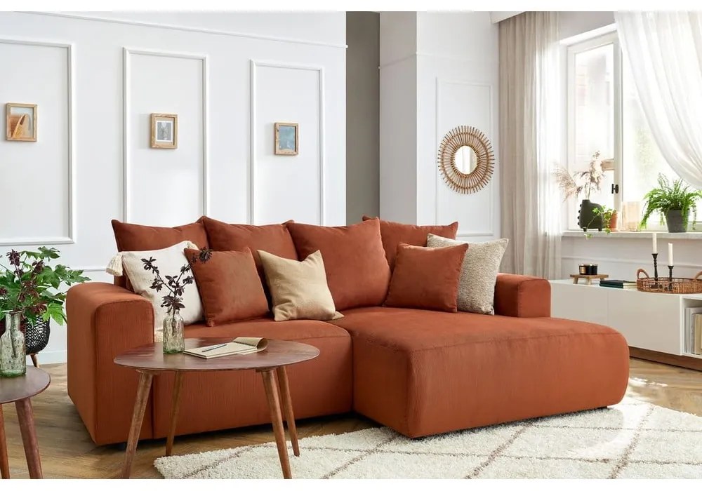 Narancssárga bársony sarokkanapé Enjoy – Bobochic Paris