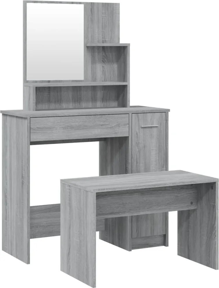vidaXL szürke sonoma színű fésülködőasztal-szett 86,5 x 35 x 136 cm