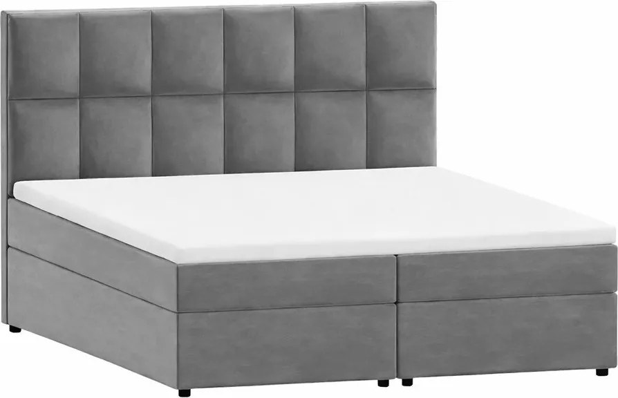 Szürke ágyneműtartós boxspring ágy 200x200 cm Flip – Ropez