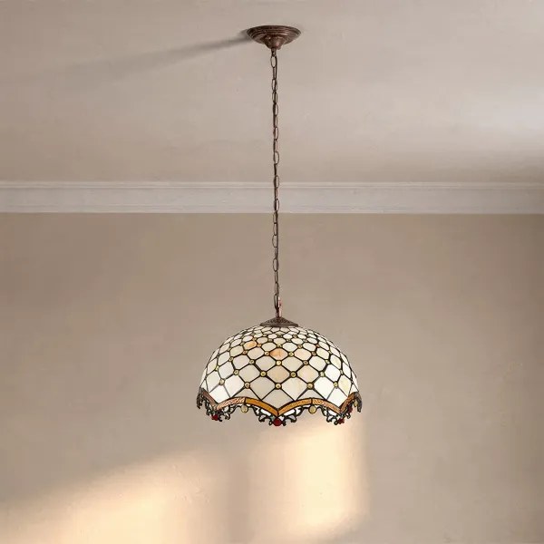 BRILAGI - Tiffany vitrázs csillár láncon IVORY 1xE27/60W/230V Ø 40 cm
