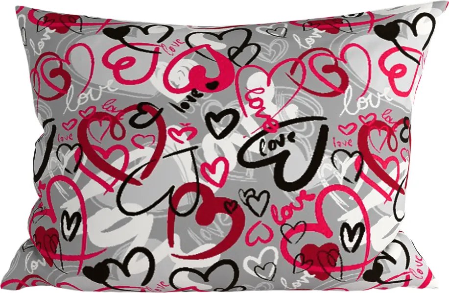 Polipamut párnahuzat STREET LOVE POLY 70x90 cm, szürke