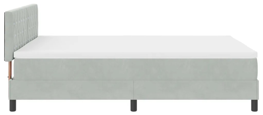 Boxspring Ágy Matrac Tiszta Szürke 140x190 cm Bársony
