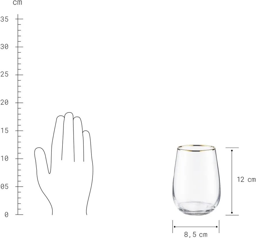 TOUCH OF GOLD vizespohár aranyszegéllyel, 590 ml