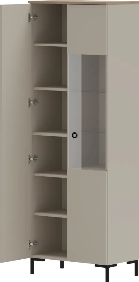 Vitrin, szürkésbarna Taupe/silverjack tölgy, DOMCA 1D1W