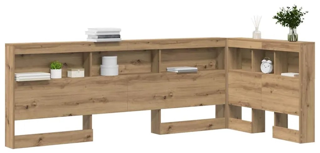 Tároló fejtámla polcokkal kézműves tölgy 80 cm Faanyag