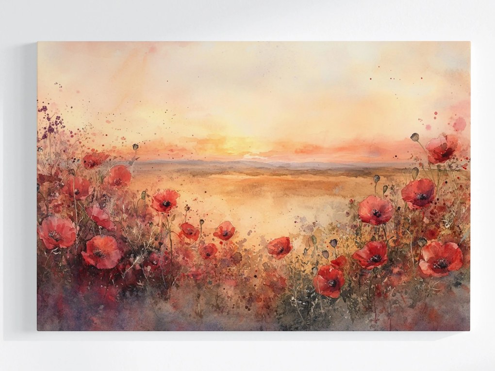 Vászonkép Canvas Tájkép Mező Rét Virágok Pipacsok Kilátás 120x80