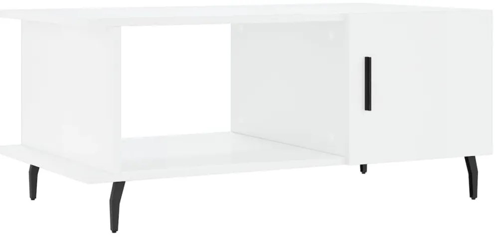 Magasfényű fehér szerelt fa dohányzóasztal 90 x 50 x 40 cm