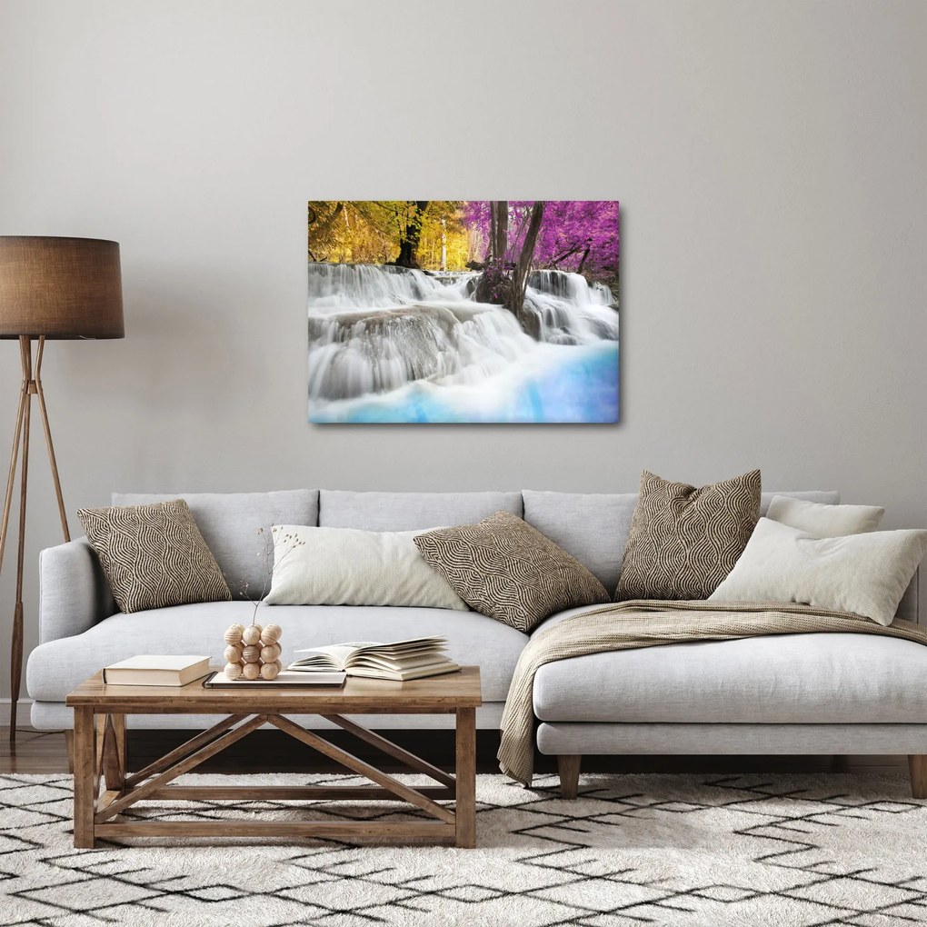 Egy kép Erawan vízeséséről az erdőben (70x50 cm)