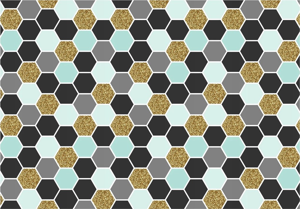 Fotótapéta Arany hatszög geometrikus csillámokkal 416x290 +ragasztó