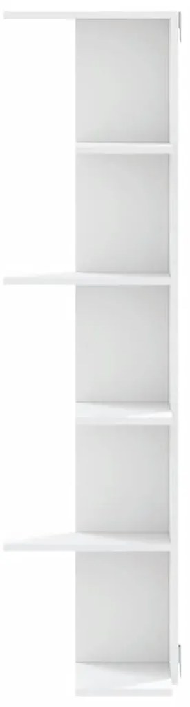 fehér szerelt fa fali sarokpolc 36,5 x 36,5 x 140 cm