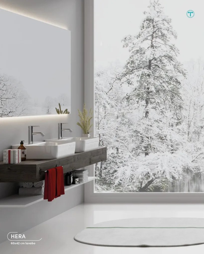 CeraStyle HERA - PULTRA ültethető - Top Counter - porcelán mosdó - 60 x 42 cm