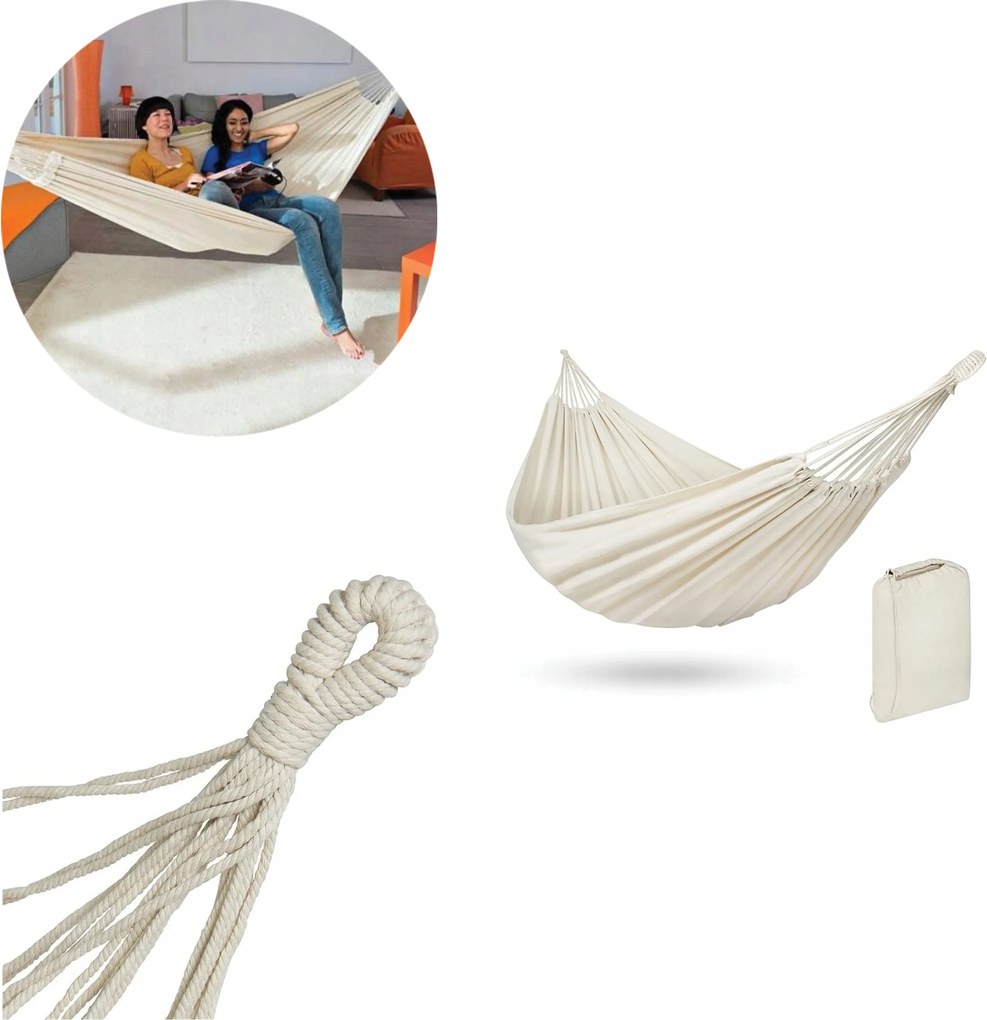 Nagy Kerti Függőágy Bujak Swing 200x150 200KG-ig Szürke Krém Sárga