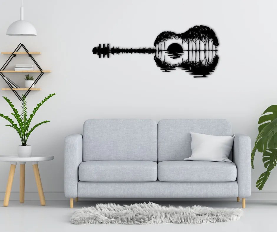 Naplemente Gitár Sziluettben Fali Dekoráció