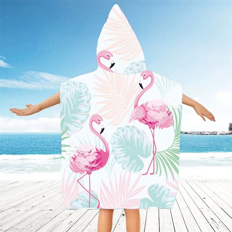 Strand poncsó FLAMINGO családi szett 2db, színes