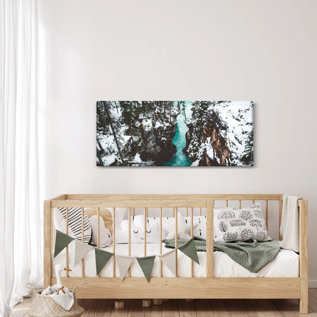 Kép - hegyi folyó télen (120x50 cm)