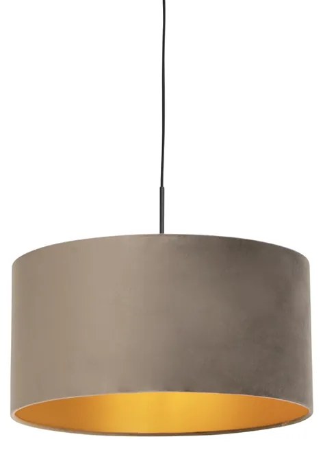Függőlámpa taupe bársony árnyékolóval, aranyozott, 50 cm - Combi