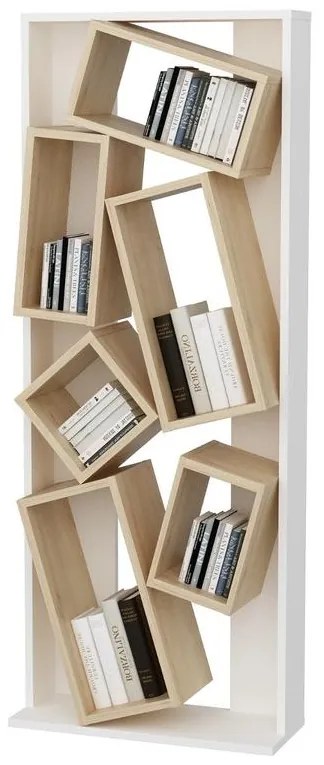 könyvespolc Carmen - White, Oak