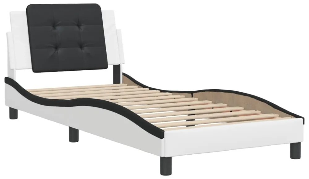 fehér és fekete műbőr ágykeret matrac nélkül Zadar 90 x 200 cm