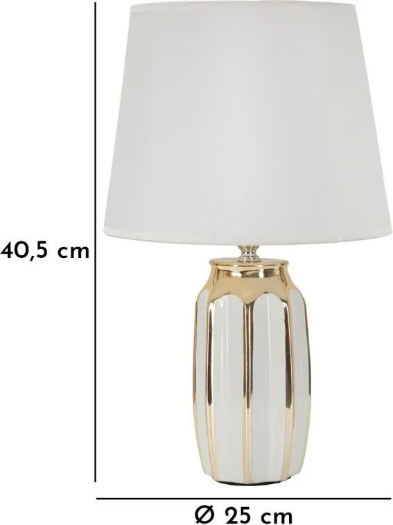 Fehér-aranyszínű kerámia asztali lámpa textil búrával (magasság 40,5 cm) Cassy – Mauro Ferretti