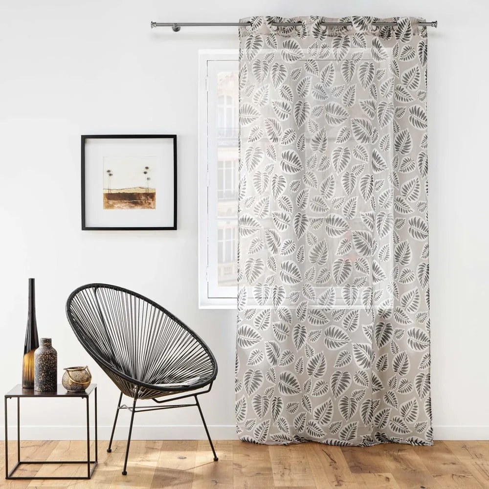 Fekete-bézs átlátszó függöny 140x280 cm Alma – douceur d'intérieur